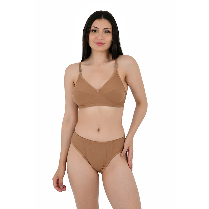 Nude tan bra and panty lingerie set - lingerie ecommerce photography by Lohar Studio Delhi